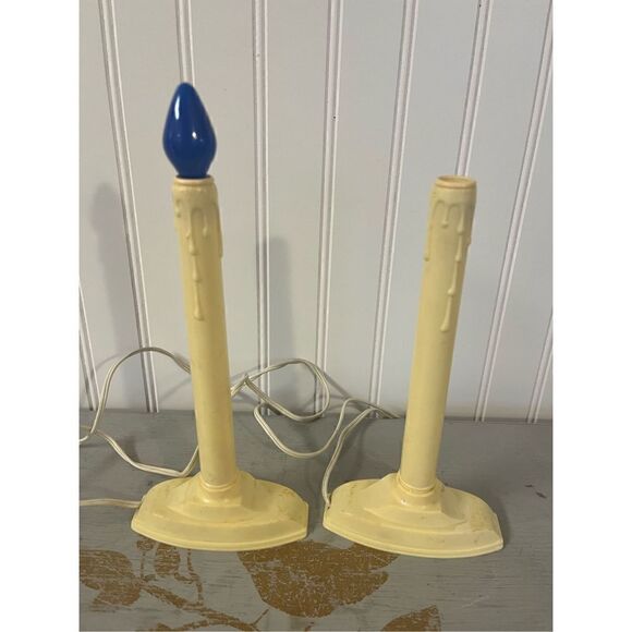 Vintage light up candle sticks one with bulb - Picture 1 of 2